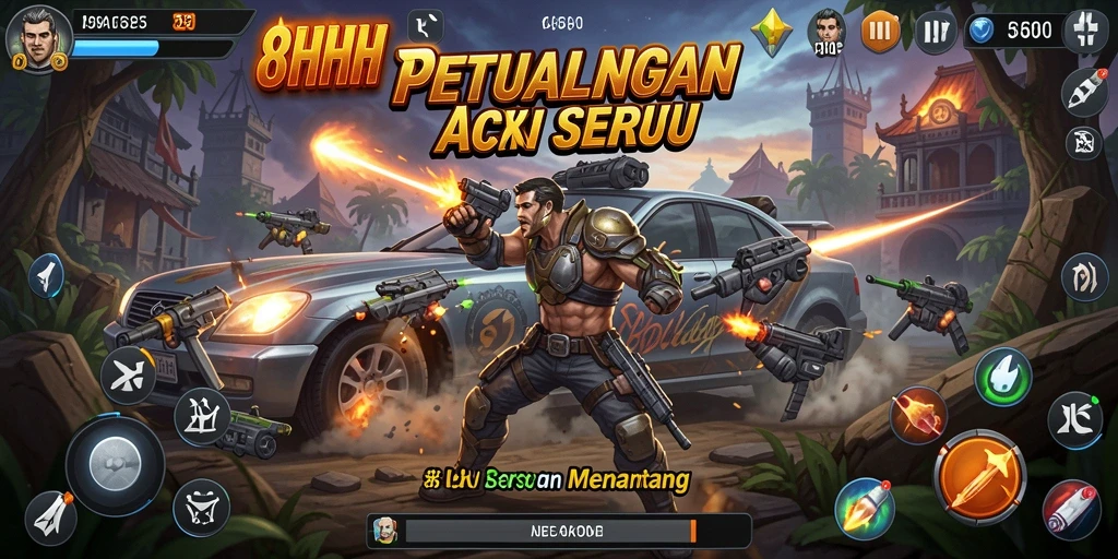 Screenshot aksi seru dari gameplay 8HHH yang menampilkan pertarungan mendebarkan.