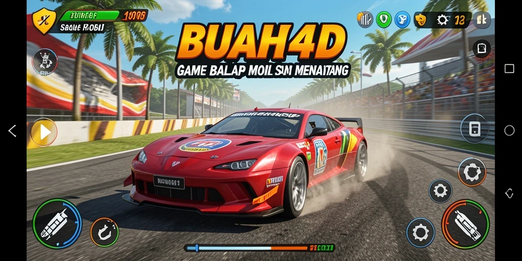 Tampilan gameplay seru dari BUAH4D saat balapan berlangsung.
