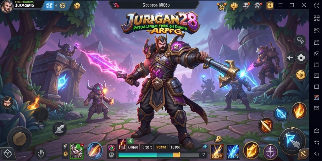 Tampilan gameplay mendebarkan dalam JURAGAN28 dengan aksi ARPG yang seru.