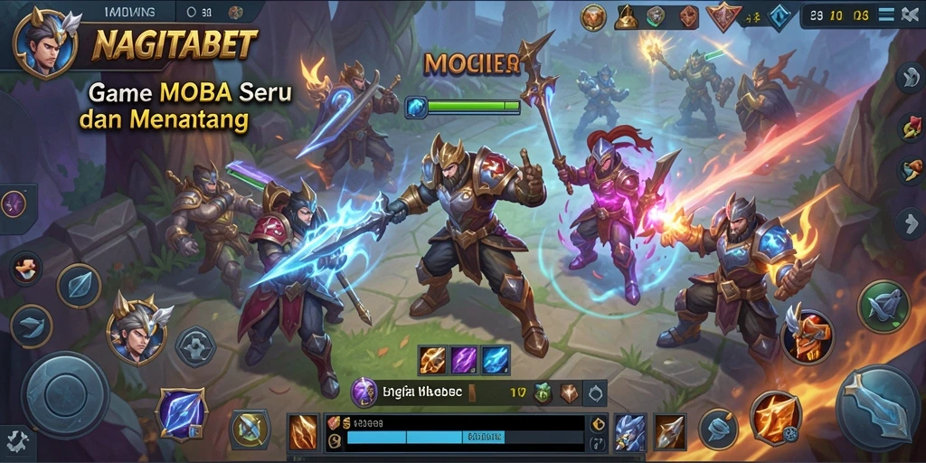 Gambaran gameplay seru di NAGITABET dengan aksi MOBA yang mendebarkan.
