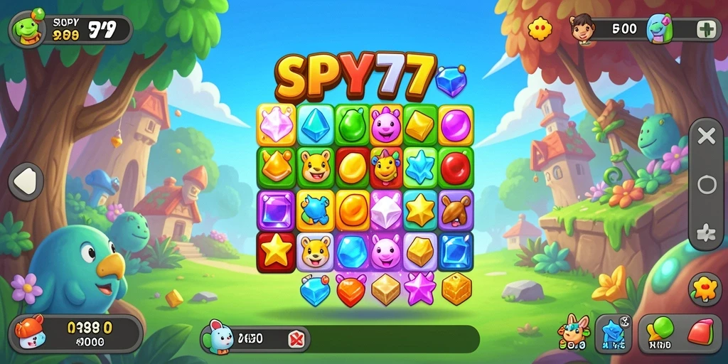 Screenshot gameplay dari SPY77 yang menampilkan tantangan Match-3.